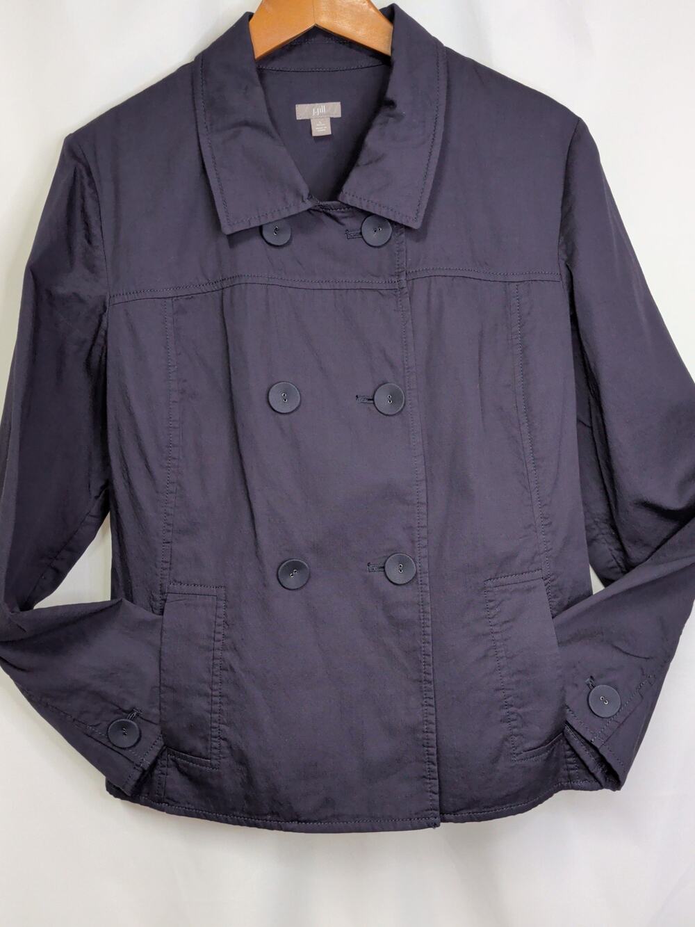 J. Jill 100% Cotton Navy Utility Field Jacket Size Large